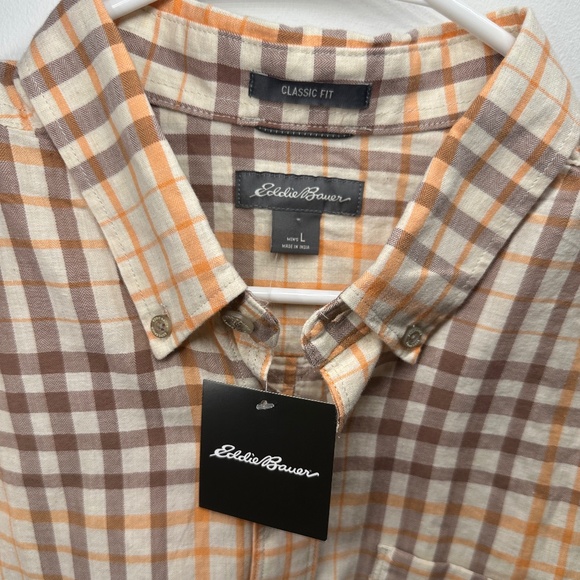 Eddie Bauer Plaid Flannel Long Sleeve Classic Fit Button Down Shirt - Large - Picture 2 of 4